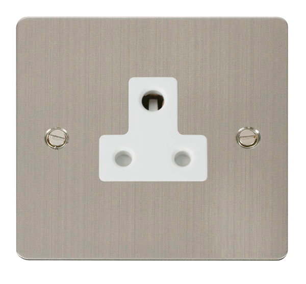 Scolmore FPSS038WH Define Stainless Steel Flat Plate 5a Round Pin Socket Outlet  Scolmore - Sparks Warehouse