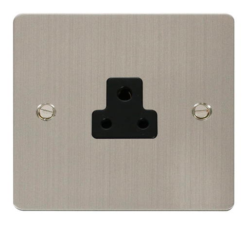 Scolmore FPSS039BK Define Stainless Steel Flat Plate 2a Round Pin Socket Outlet  Scolmore - Sparks Warehouse