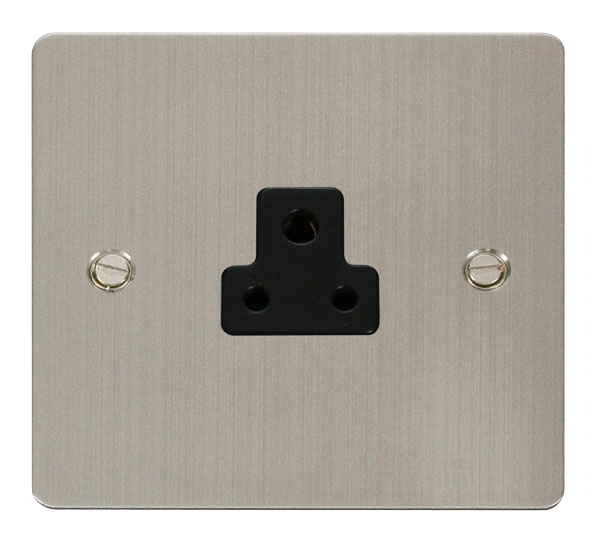 Scolmore FPSS039BK Define Stainless Steel Flat Plate 2a Round Pin Socket Outlet  Scolmore - Sparks Warehouse