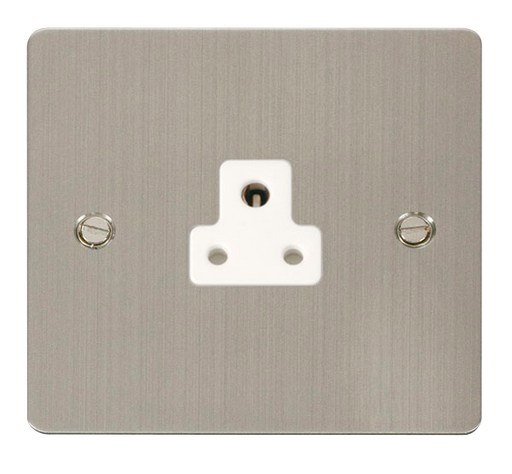 Scolmore FPSS039WH Define Stainless Steel Flat Plate 2a Round Pin Socket Outlet  Scolmore - Sparks Warehouse