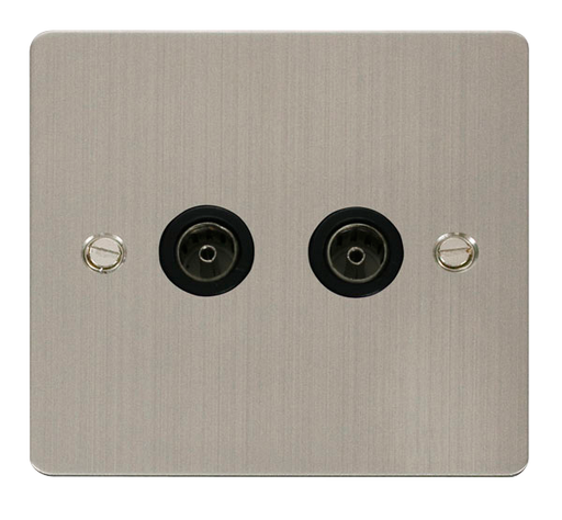 Scolmore FPSS066BK Define Stainless Steel Flat Plate Double Coaxial Socket  Scolmore - Sparks Warehouse