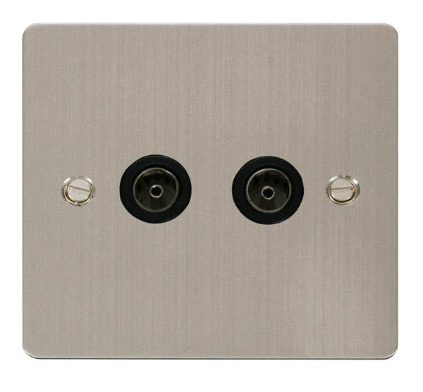 Scolmore FPSS066BK Define Stainless Steel Flat Plate Double Coaxial Socket  Scolmore - Sparks Warehouse