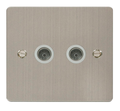 Scolmore FPSS066WH Define Stainless Steel Flat Plate Double Coaxial Socket  Scolmore - Sparks Warehouse