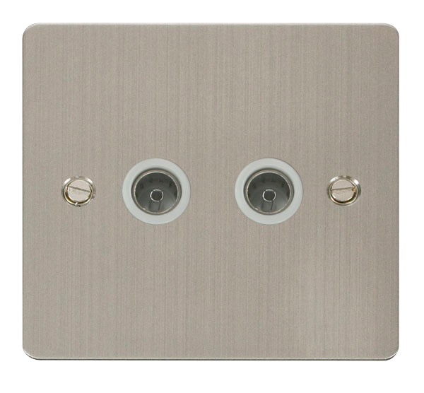 Scolmore FPSS066WH Define Stainless Steel Flat Plate Double Coaxial Socket  Scolmore - Sparks Warehouse