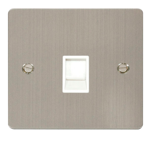 Scolmore FPSS115WH Define Stainless Steel Flat Plate Single Rj11 Telephone Socket  Scolmore - Sparks Warehouse