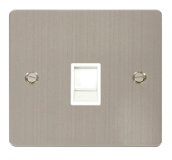 Scolmore FPSS115WH Define Stainless Steel Flat Plate Single Rj11 Telephone Socket  Scolmore - Sparks Warehouse