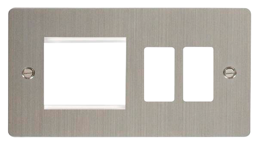 Scolmore FPSS31102 Gridpro Define - Frontplates - Stainless Steel Fpss 2+2 Combi Plate  Scolmore - Sparks Warehouse