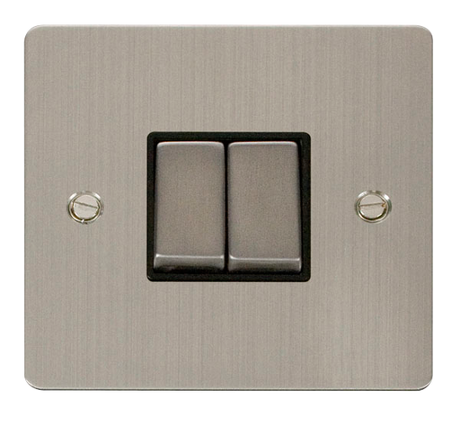 Scolmore FPSS412BK Define Stainless Steel Flat Plate Ingot 10a 2gang 2way Switch  Scolmore - Sparks Warehouse