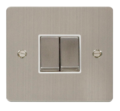 Scolmore FPSS412WH Define Stainless Steel Flat Plate Ingot 10a 2gang 2way Switch  Scolmore - Sparks Warehouse