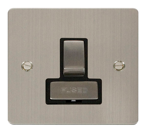 Scolmore FPSS751BK Define Stainless Steel Flat Plate Ingot 13a Switch Spur W/o F/o  Scolmore - Sparks Warehouse