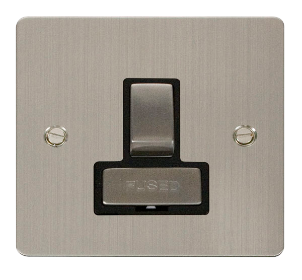 Scolmore FPSS751BK Define Stainless Steel Flat Plate Ingot 13a Switch Spur W/o F/o  Scolmore - Sparks Warehouse