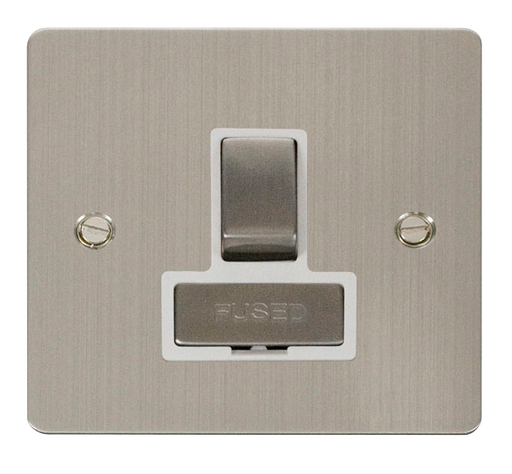 Scolmore FPSS751WH Define Stainless Steel Flat Plate Ingot 13a Switch Spur W/o F/o  Scolmore - Sparks Warehouse