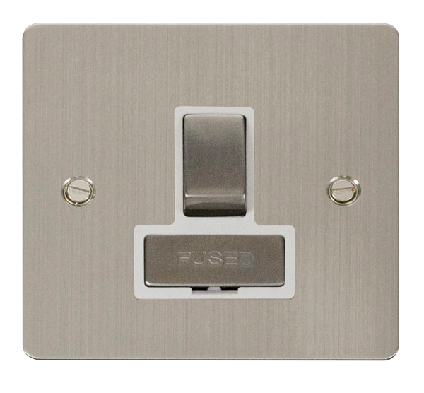 Scolmore FPSS751WH Define Stainless Steel Flat Plate Ingot 13a Switch Spur W/o F/o  Scolmore - Sparks Warehouse