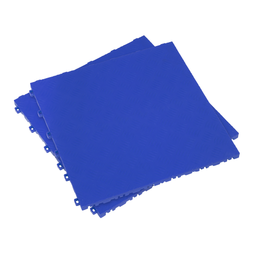 Sealey - FT3BL Polypropylene Floor Tile 400 x 400mm - Blue Treadplate - Pack of 9 Storage & Workstations Sealey - Sparks Warehouse