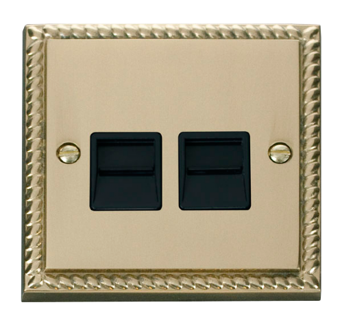 Scolmore GCBR126BK - Twin Telephone Socket Outlet Secondary - Black Deco Scolmore - Sparks Warehouse