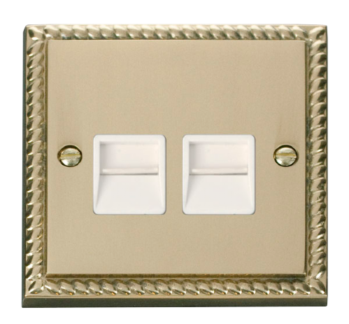 Scolmore GCBR126WH - Twin Telephone Socket Outlet Secondary - White Deco Scolmore - Sparks Warehouse