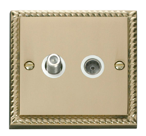 Scolmore GCBR170WH - 1 Gang Satellite + Coaxial Socket Outlet - White Deco Scolmore - Sparks Warehouse