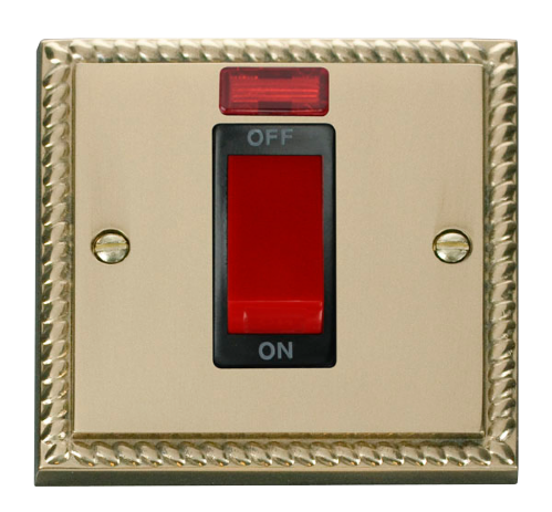 Scolmore GCBR201BK - 1 Gang 45A DP Switch With Neon - Black Deco Scolmore - Sparks Warehouse