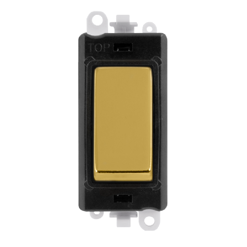 Scolmore GM2004BKBR -  20AX 2 Way Retractive Switch Module - Black - Polished Brass GridPro Scolmore - Sparks Warehouse