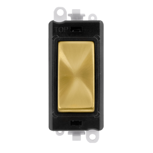 Scolmore GM2004BKSB -  20AX 2 Way Retractive Switch Module - Black - Satin Brass GridPro Scolmore - Sparks Warehouse