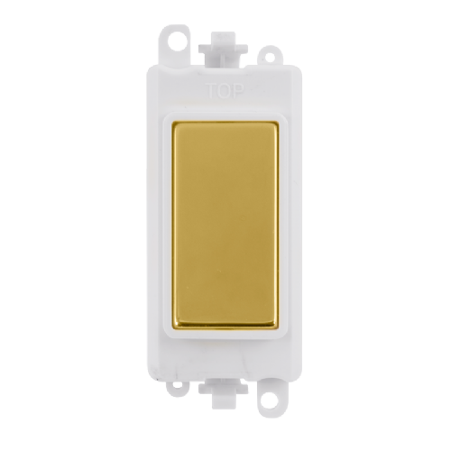 Scolmore GM2008PWBR -  Blank Module - White - Polished Brass GridPro Scolmore - Sparks Warehouse