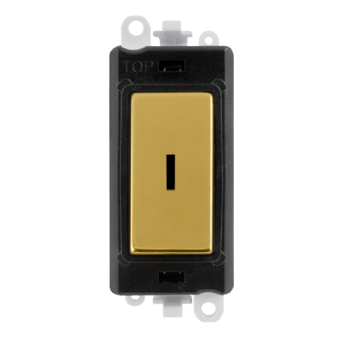 Scolmore GM2014BKBR -  20AX 2 Way Retractive Keyswitch Module - Black - Polished Brass GridPro Scolmore - Sparks Warehouse