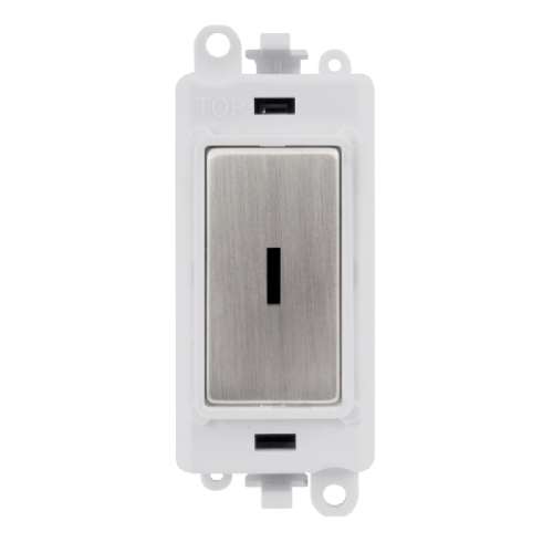 Scolmore GM2014PWSS -  20AX 2 Way Retractive Keyswitch Module - White - Stainless Steel GridPro Scolmore - Sparks Warehouse