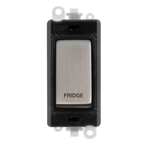 Scolmore GM2018BKSS-FD Gridpro Modules - Double Pole Switch - Printed Legend 20a Dp Switch Bk Ss "fridge"  Scolmore - Sparks Warehouse