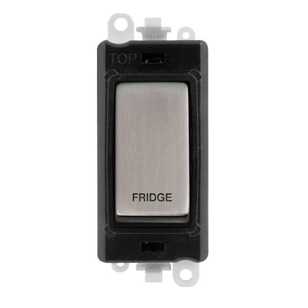 Scolmore GM2018BKSS-FD Gridpro Modules - Double Pole Switch - Printed Legend 20a Dp Switch Bk Ss "fridge"  Scolmore - Sparks Warehouse