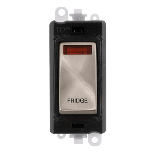 Scolmore GM2018NBKBS-FD Gridpro Modules - Double Pole Switch - Printed Legend 20a Dp Switch+n Bk Bs "fridge"  Scolmore - Sparks Warehouse