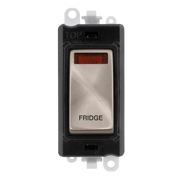 Scolmore GM2018NBKBS-FD Gridpro Modules - Double Pole Switch - Printed Legend 20a Dp Switch+n Bk Bs "fridge"  Scolmore - Sparks Warehouse