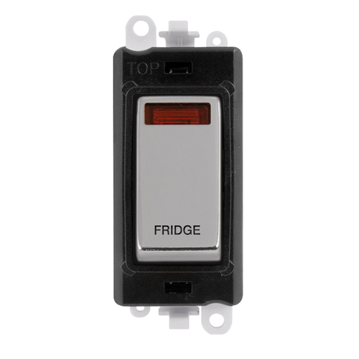 Scolmore GM2018NBKCH-FD Gridpro Modules - Double Pole Switch - Printed Legend 20a Dp Switch+n Bk Ch "fridge"  Scolmore - Sparks Warehouse