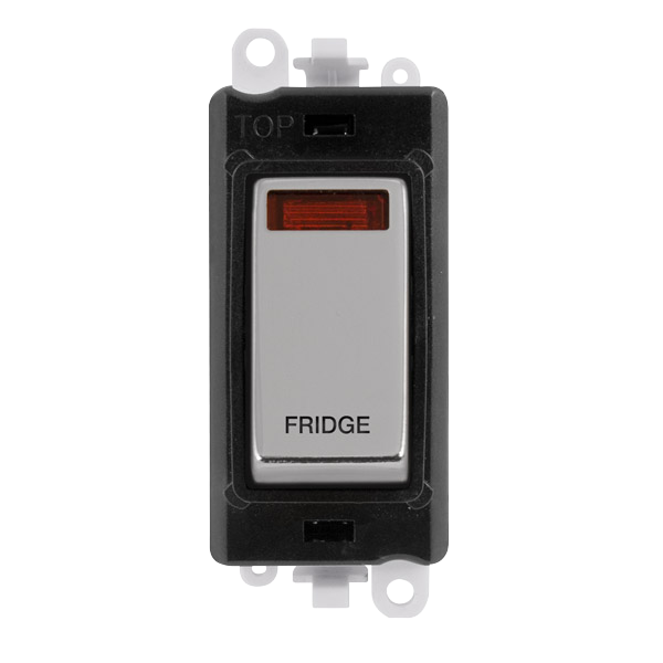 Scolmore GM2018NBKCH-FD Gridpro Modules - Double Pole Switch - Printed Legend 20a Dp Switch+n Bk Ch "fridge"  Scolmore - Sparks Warehouse