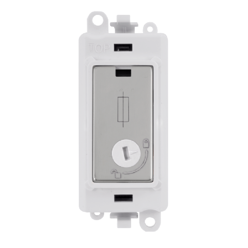 Scolmore GM2047-LPWCH -  13A Fused (Lockable) Module - White - Polished Chrome GridPro Scolmore - Sparks Warehouse