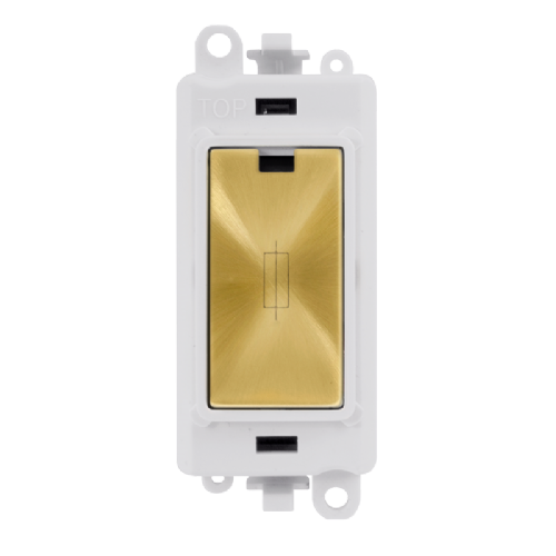 Scolmore GM2047PWSB -  13A Fused Module - White - Satin Brass GridPro Scolmore - Sparks Warehouse