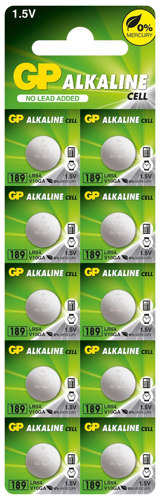 GP BATTERIES - GP 189 Alkaline Button Cell card of 10