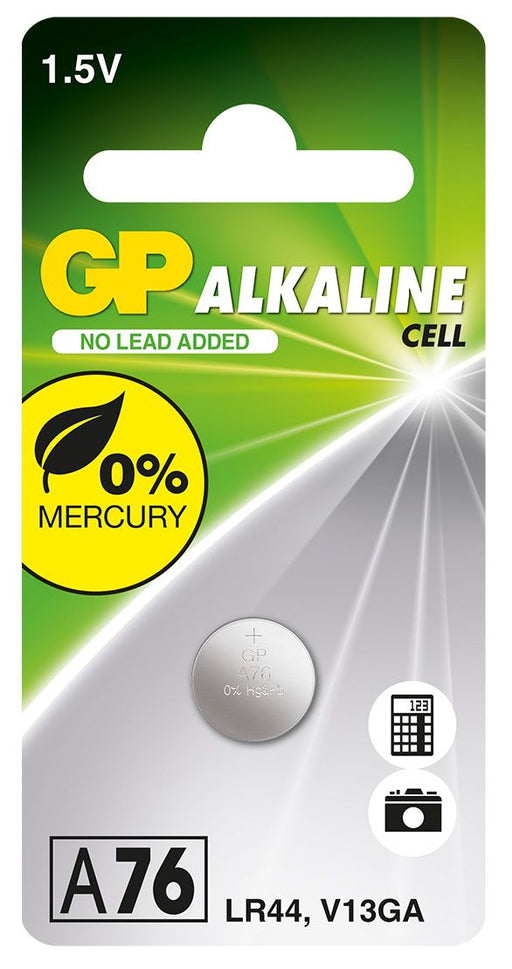GP BATTERIES - GP Alkaline Button Cell A76 card of 1