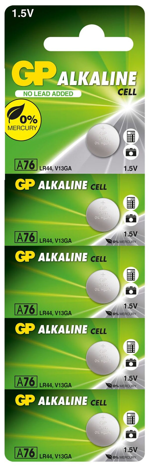 GP BATTERIES - GP Alkaline Button Cell A76 card of 10