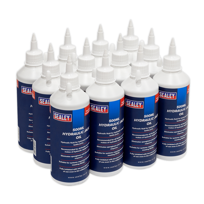 Sealey - HJO/500ML Hydraulic Jack Oil 500ml Pack of 12 Consumables Sealey - Sparks Warehouse
