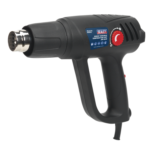 Sealey - HS107K Variable Temperature Hot Air Gun Kit 2000W 50-450°C/90-600°C Electric Power Tools Sealey - Sparks Warehouse
