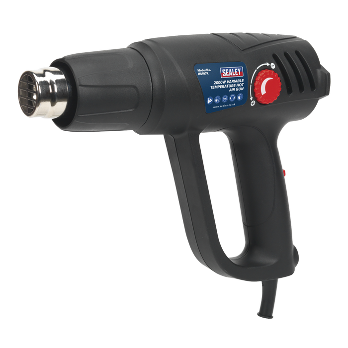 Sealey - HS107K Variable Temperature Hot Air Gun Kit 2000W 50-450°C/90-600°C Electric Power Tools Sealey - Sparks Warehouse