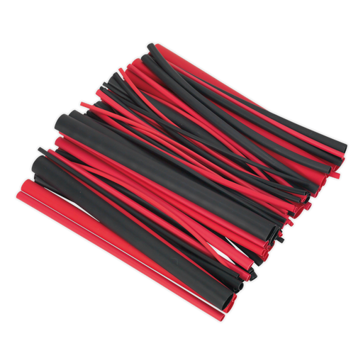 Sealey - HSTAL72BR Heat Shrink Tubing Assortment 72pc Black & Red Adhesive Lined 200mm Consumables Sealey - Sparks Warehouse