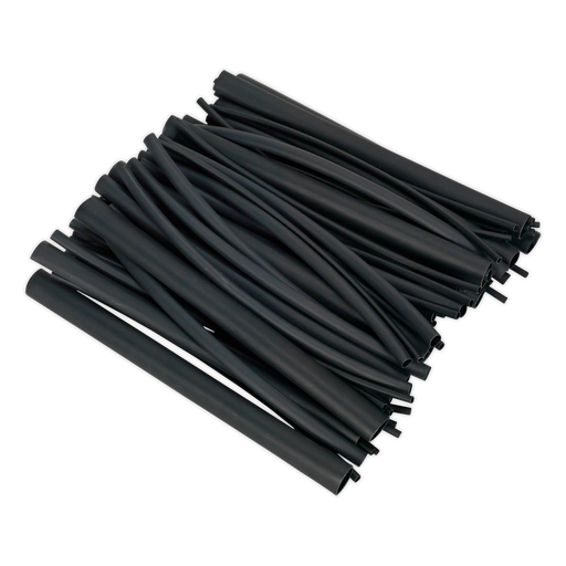 Sealey - HSTAL72B Heat Shrink Tubing Assortment 72pc Black Adhesive Lined 200mm Consumables Sealey - Sparks Warehouse