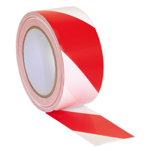 Sealey - HWTRW Hazard Warning Tape 50mm x 33m Red/White Consumables Sealey - Sparks Warehouse