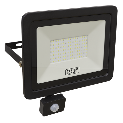 Sealey - LED115PIR Extra Slim Floodlight with PIR Sensor 100W SMD LED Lighting & Power Sealey - Sparks Warehouse