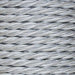 1.5mm Core Decorative Braided Fabric Flex  - 1 Metre Length  - LIGHT GREY TWIST