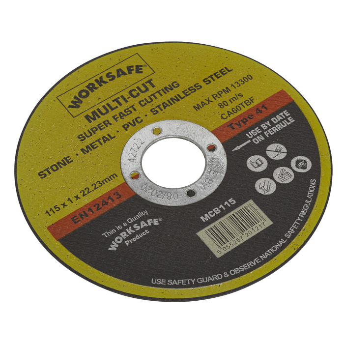 Sealey - Multipurpose Cutting Disc Ø115 x 1.6 x Ø22mm Bore - Pack of 10 Consumables Sealey - Sparks Warehouse