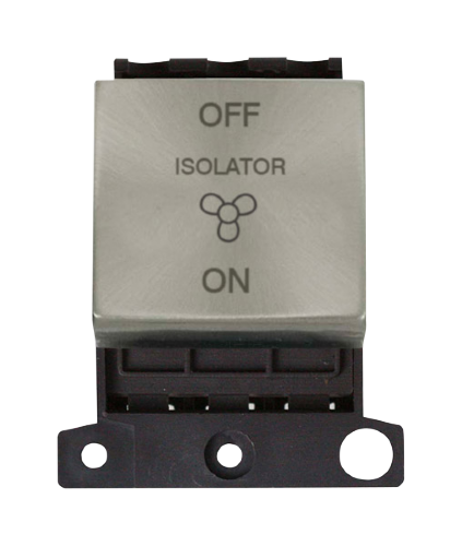 Scolmore MD020BS - Ingot 10A 3 Pole Fan Isolation Switch Module - Brushed Stainless MiniGrid Scolmore - Sparks Warehouse