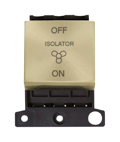 Scolmore MD020SB - Ingot 10A 3 Pole Fan Isolation Switch Module - Satin Brass MiniGrid Scolmore - Sparks Warehouse