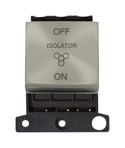 Scolmore MD020SC - Ingot 10A 3 Pole Fan Isolation Switch Module - Satin Chrome MiniGrid Scolmore - Sparks Warehouse